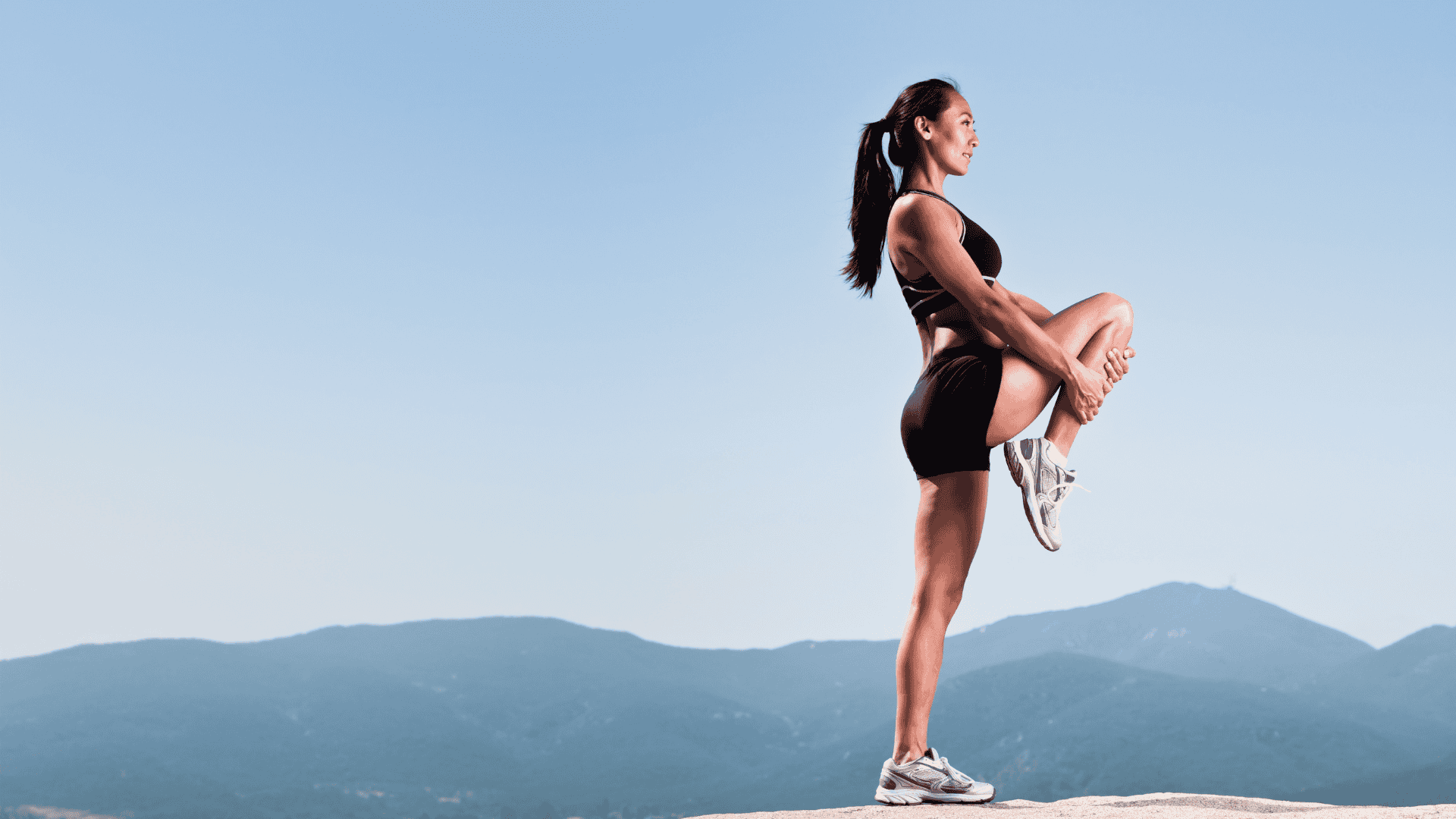 A lady doing stretching outdoor