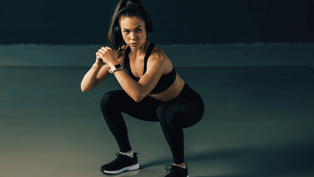 Fit Woman Doing Jump Squats 