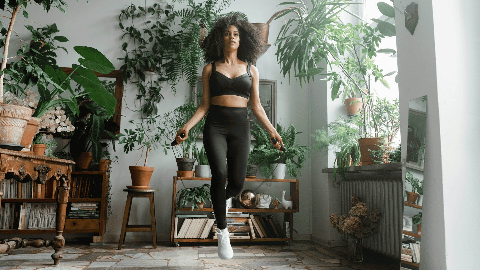 Woman exercising using Jumping Rope
